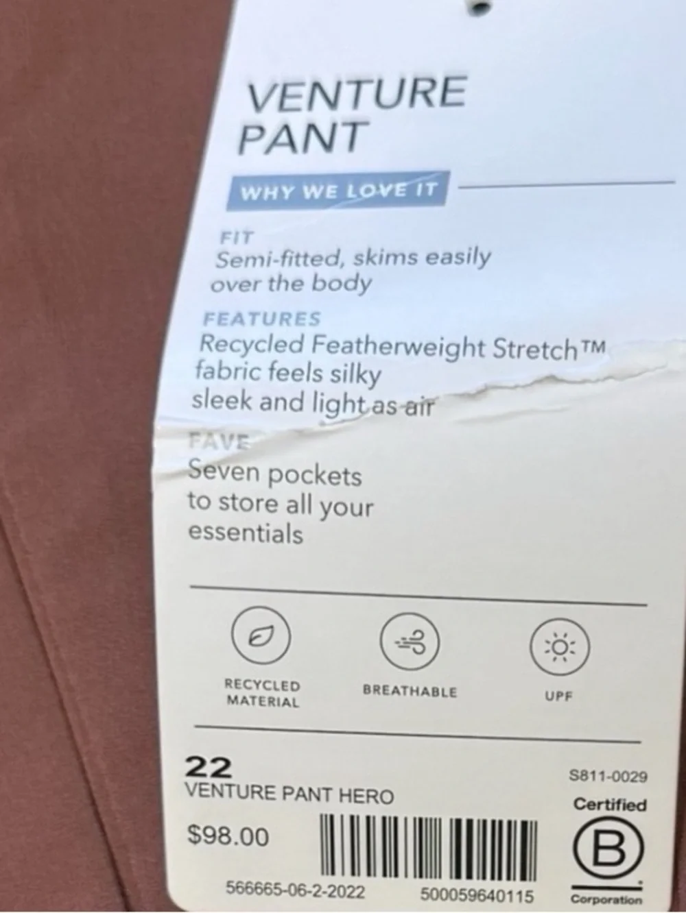 ATHLETA Venture Pant Lightweight Jogger Elastic Waistband 7 Pockets NWT 22
